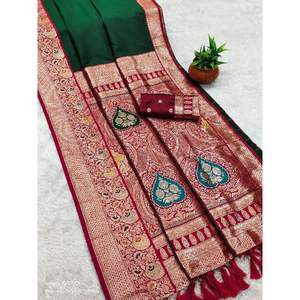 Saree en soie douce de qualité supérieure Robes de bal élégantes Saree en soie de plusieurs couleurs pour des vêtements décontractés de grossiste indien - Product Image 4