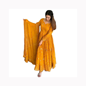 งานปักหนักคุณภาพมาตรฐานงานปลอม Georgette ปากีสถานและอินเดียสไตล์ Salwar Kameez สําหรับชุดเทศกาล - Product Image 6