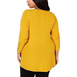 Maglione da Donna Alfani a Maniche Lunghe Giallo Stile Coreano Traspirante con Logo Frontale Casual Taglia X-Large per Autunno/Inverno - Product Image 2