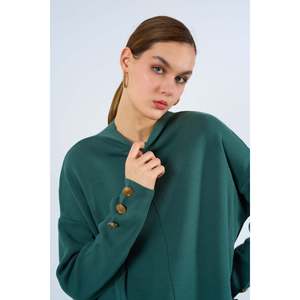 ชุดเซ็ตถักนิตติ้งสีกากีอ่อนติดกระดุม - Product Image 3