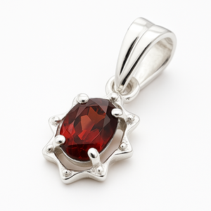 Colgante Minimalista de Plata de Ley 925 con Granate Rojo Natural, Chapado en Rodio, Ovalado, Joyería de Piedra de Nacimiento de Enero para Regalo - Product Image 3