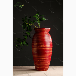 Jarrón Decorativo Artesanal Moderno y Ecológico de Bambú Enrollado, Material Natural Duradero, Thanhs Nam Arts, para Mesa, 24x46cm, Personalizado - Product Image 4