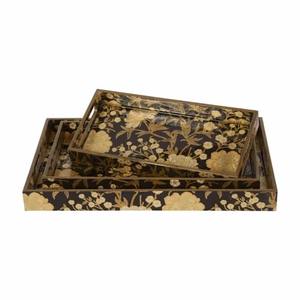 Bandejas Decorativas de Resina Hechas a Mano para Desayuno y Decoración del Hogar, con Asas, Estampado Verde y Dorado - Product Image 4