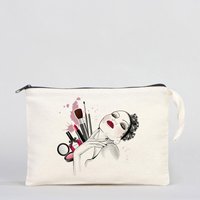 Bolso de Mano Personalizable para Mujer, a Todo Color, de 7 Pulgadas, Sin Forro, Bolsa de Algodón de Alta Calidad con Cierre, Adorno con Logotipo y Patrón de Piedras