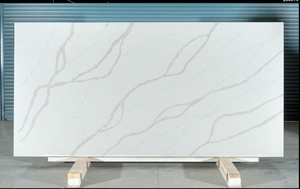 Encimera de cuarzo Calacatta Artificial blanca de cristal de piedra de sílice baja con diseño moderno de losa de piedra de cuarzo hecho en La India - Product Image 2