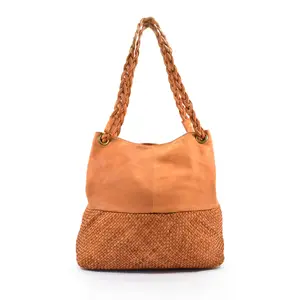 296 Shoulder Bag With Braid Handle And Weaved Front For Women Daily Use Outing And Work