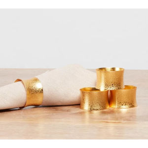 Lot de 4 ronds de serviette en or de luxe, porte-serviettes en métal géométrique moderne, accessoires de vaisselle pour la décoration de mariage et de salle à manger - Product Image 5