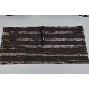 Tapis en laine rayé gris noir classique fait à la main 1.8x3.6 pieds Design Patchwork rectangulaire pour vivre pour les adolescents Tapis de chevet en latex - Product Image 2
