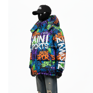 Chaqueta acolchada para mujer 320 GSM Tela de poliéster Premium Estilo callejero multicolor con logotipo personalizado Chaqueta acolchada con estampado para mujer - Product Image 4