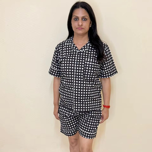 Vêtements de nuit 2 pièces nouveau design ensemble de vêtements de nuit en pur coton pour femme pyjama combinaison de nuit respirante de créateur - Product Image 1