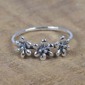 Anillo de flor de margaritas 925 plata esterlina infinito hecho a mano anillo de plata liso media eternidad anillo de mujer regalo para Navidad - Product Image 1