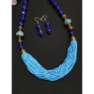 ลูกปัดเมล็ดหินสีฟ้าโบฮีเมียนวินเทจโซ่โลหะผสมทันสมัยทางศาสนาสำหรับงานแต่งงานงานหมั้นไข่มุกเพชร - Product Image 2