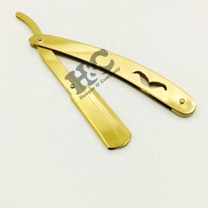 Nuevas Navajas de Barbero con Mango Dorado, Cuchilla Intercambiable, Acero Inoxidable de Primera Calidad, Aceptamos Logotipo Personalizado - Product Image 1