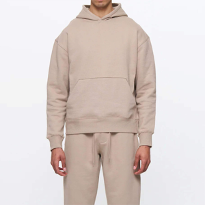 Survêtement en molleton 100% coton confortable et confortable de qualité supérieure pour hommes, ensemble de jogging à capuche gris, grande taille pour la superposition d'hiver - Product Image 6