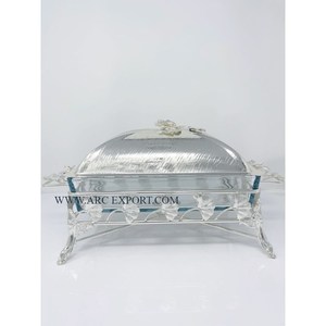 Casserole de service en métal et verre poli doré à motif de fleurs, meilleure vente de pots uniques faits à la main élégants de luxe - Product Image 3