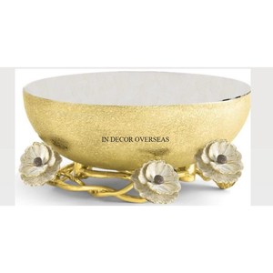 Centre de table de table plaqué or de haute qualité en aluminium moulé pomme design bol de service fruits et chocolats à prix impressionnant - Product Image 3