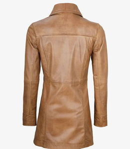 Abrigo Largo de Cuero Genuino Vintage en Oferta para Mujer, Ropa de Invierno Transpirable, Abrigo Largo Informal - Product Image 5