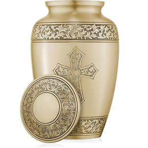 Hermosa urna de cremación decorativa de Metal sólido conmemorativo para adultos, hombres, mujeres, grandes urnas de cremación de latón para cenizas humanas - Product Image 1