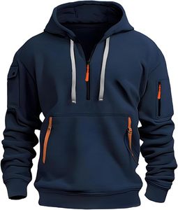 Pulls à capuche d'hiver pour hommes de haute qualité, 100% coton polaire, respirant, coupe-vent, écologique, coupe ample - Product Image 6