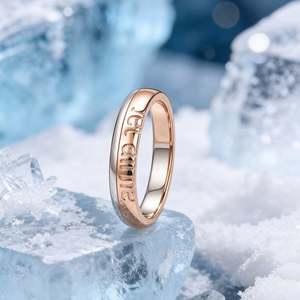 Bague de mariage assortie Je T'Aime bicolore Jeulia pour homme - Bague incrustée plaquée or rose pour amoureux - Product Image 5