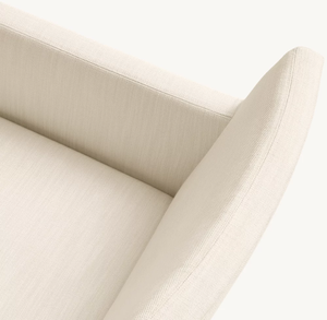 Sillón de tela crema Silla de comedor con patas de madera - Product Image 5