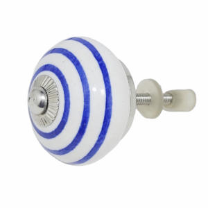 Poignées de tiroir en céramique blanche à rayures bleues, style industriel, pour salon, appartement, cuisine, chambre, armoire, vente chaude - Product Image 2