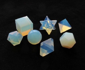 7pcs Opalite Sacred Geometry Set Feng Shui Platonic Healing Crystal Shaped Stones Semi-Precious Gemstone Crafts <b>Love</b> Engraving - Product Image 3