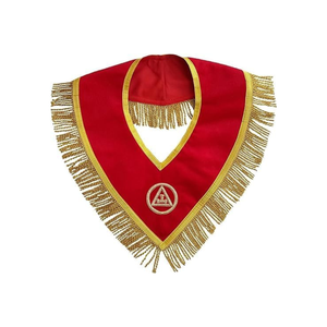 Royal Arch Chapter Collar Terciopelo rojo con Triple Tau Insignia y flecos dorados Collares masónicos - Product Image 2