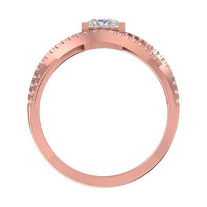 Bague de fiançailles en or rose 14K/18K avec diamant de laboratoire taille princesse, design unique à halo torsadé et à tige fendue, bijoux de mariée raffinés - Product Image 4