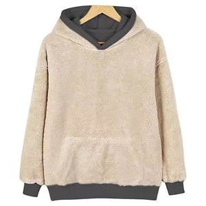 Custom Winter Men's Heavy Faux <b>Fur</b> <b>Hoodie</b> High Quality Sherpa Fleece Solid Warm Breathable OEM Low MOQ Plain Polyester/Cotton - Product Image 1