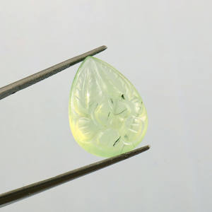 Art moghol fait à la main sculpture en poire coupe naturel Prehnite vert pierre précieuse en vrac bijoux faits à la main pierres précieuses en vrac produit - Product Image 3