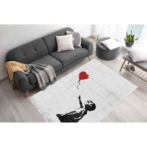 Alfombras con Estampado de Grafiti de Niña con Globo, Alfombra Impresa, Alfombras con Grafiti de Banksy, Decoración del Hogar, Alfombra Suave No Tejida - Product Image 4