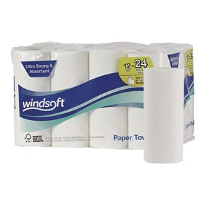 Toallas de Cocina de Primera Calidad Windsoft SOD418231, de 2 Capas, 11 Pulgadas X 6 pulgadas Papel Higiénico Desechable Blanco, 110 Hojas/Rollo, 12 Rollos/Caja - Product Image 1