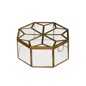 Boîte à bijoux en verre décorative moderne avec cadre en métal laiton et finition noire antique pour le rangement et la décoration - Product Image 2