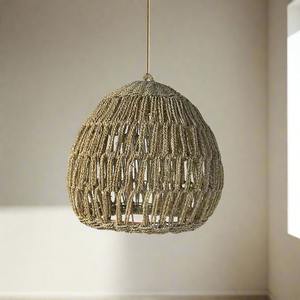 Prix le plus bas lustre en raphia naturel tissé pendentif jonc de mer suspendus lightshades exportation mondiale - Product Image 5