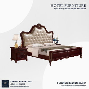 Lit en bois sculpté King ou Queen, meubles en acajou massif d'Indonésie, design personnalisable pour hôtel et villa - Product Image 3