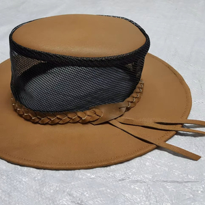 Sombrero de Vaquero de Cuero y Malla Transpirable, Hecho a Mano y Personalizado, Estilo Western para Verano, Sombrero de Rancho con Ala Ancha, Estilo Outback, Unisex - Product Image 3