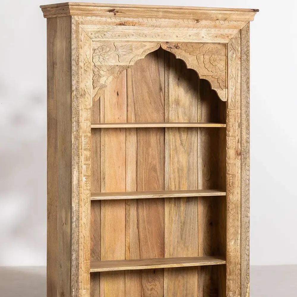 Libreria intagliata in legno scaffali aperti nuovo design guardaroba disegni ad alta resistenza legno indiano Almirah mobili prodotti alla rinfusa