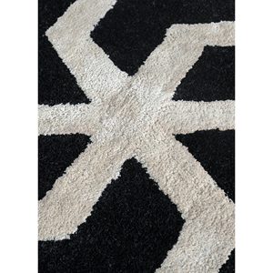 Tapis en laine et viscose gris et noir tufté à la main, motif géométrique pour chambre d'adolescent, forme rectangulaire, épaisseur 10 mm, Tra-13070 - Product Image 3
