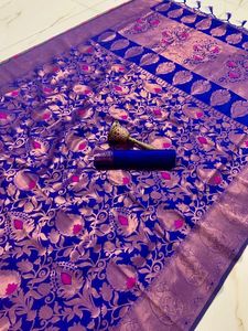 ร้อนขายงานแต่งงานและพรรคสวมผ้าไหมบริสุทธิ์ Zari ทอผ้าทำงาน Saree สำหรับผู้หญิงขายส่งโรงงานผู้ผลิตทั่วโลก - Product Image 2