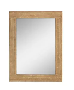Rectangle Natural Wood <b>Hanging</b> <b>Wall</b> <b>Mirror</b> Medium Brown Handmade Handcrafted Wooden <b>Mirror</b> - Product Image 1