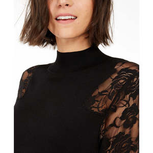 INC International Concepts Maglione da donna con peplum in pizzo nero, taglia piccola - Product Image 3