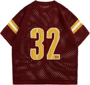 Camiseta de punto para hombre con letras llamativas, ropa de calle informal, Camiseta de punto con gráfico superior para hombre, mezcla de algodón suave y transpirable de gran tamaño - Product Image 1