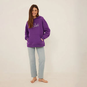 Sweats à capuche surdimensionnés pour femmes 100% coton pull uni Streetwear doux confortable logo graphique personnalisé broderie OEM vêtements - Product Image 1