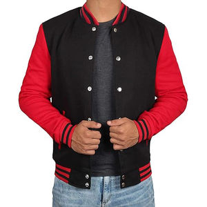Chaquetas universitarias de Letterman Vintage personalizadas de alta calidad para hombre para Otoño Invierno cuello levantado mangas de cuero de lana tela de lona - Product Image 2