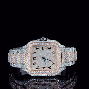 Exquisite Iced Out Shine Diamond Stainless Steel <b>Watch</b> <b>for</b> <b>Men</b> Women Classic Quartz Style Luxury Fashion Mechanical Movement - Product Image 3