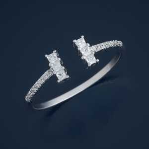 Women's Rose Gold & Rhodium Plated Lab Created <b>Emerald</b> Cut Number Shape White Gold Claw Inlay Engagement <b>Ring</b> 92.5 <b>Silver</b> - Product Image 1