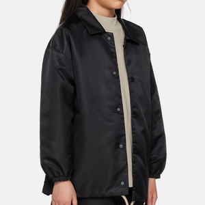 OEM Custom 100% Nylon Vintage Girl <b>Jacket</b> Spread Collar Button Closure <b>Black</b> Button Seam Pocket Unisex <b>Jacket</b> for Your Brand - Product Image 2