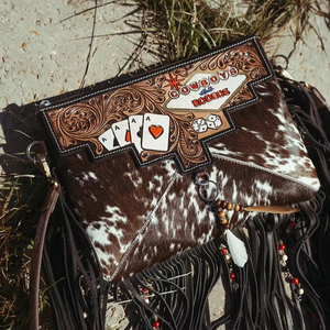Bolso Bandolera Cruzado de Cuero Genuino Estilo Bohemio Gitano Hecho a Mano de Alta Calidad, Última Moda para Mujer, Ligero con Flores - Product Image 1