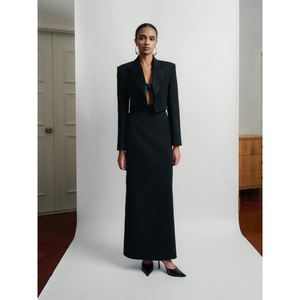 Buen precio, chaquetas de talla grande para mujer, chaqueta recortada Wenny con bolsillo frontal, tela tejida de Spandex de rayón, ropa de mujer de primavera 2025 - Product Image 1